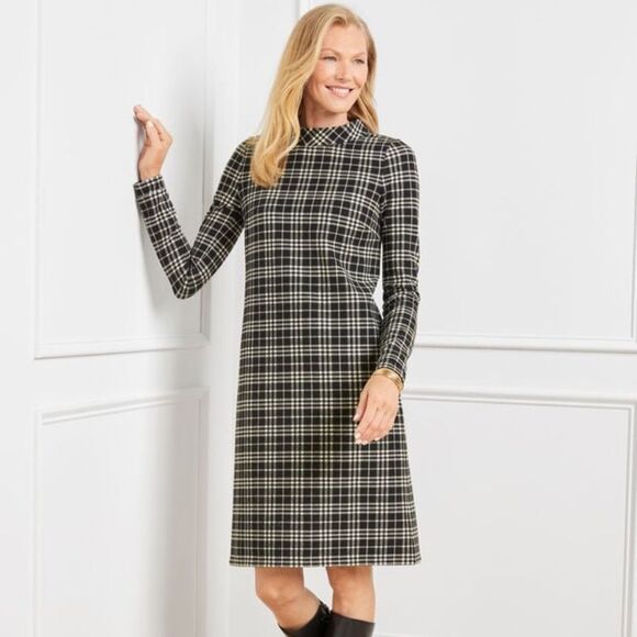 Talbots Dresses & Skirts - NWT Talbots Plus Black & White Windowpane Plaid Mockneck Sheath Dress - Size M
